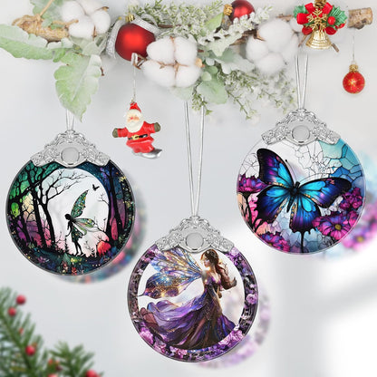 Stained Glass Ornament - Fairy Christmas Decor for Tree, Gift Exchange Ideas