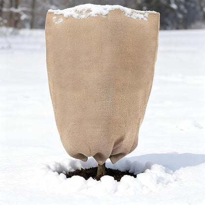 ANPHSIN Burlap Plant Covers Freeze Protection for Patio Winterizing - 45"×70" Extra Large Winter Frost Protector with Drawstring, Reusable Tree Freeze Blanket for Garden Bushes