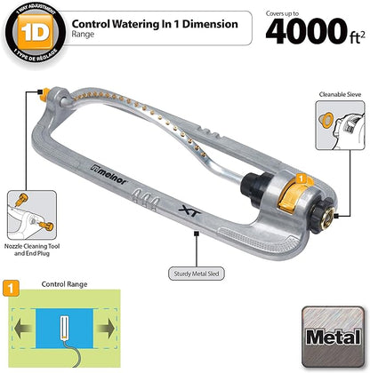 Melnor 65118-AMZ XT Metal Turbo Oscillating Sprinkler with QuickConnect Product Adapter Amazon Bundle, 4000 sq. ft. Coverage
