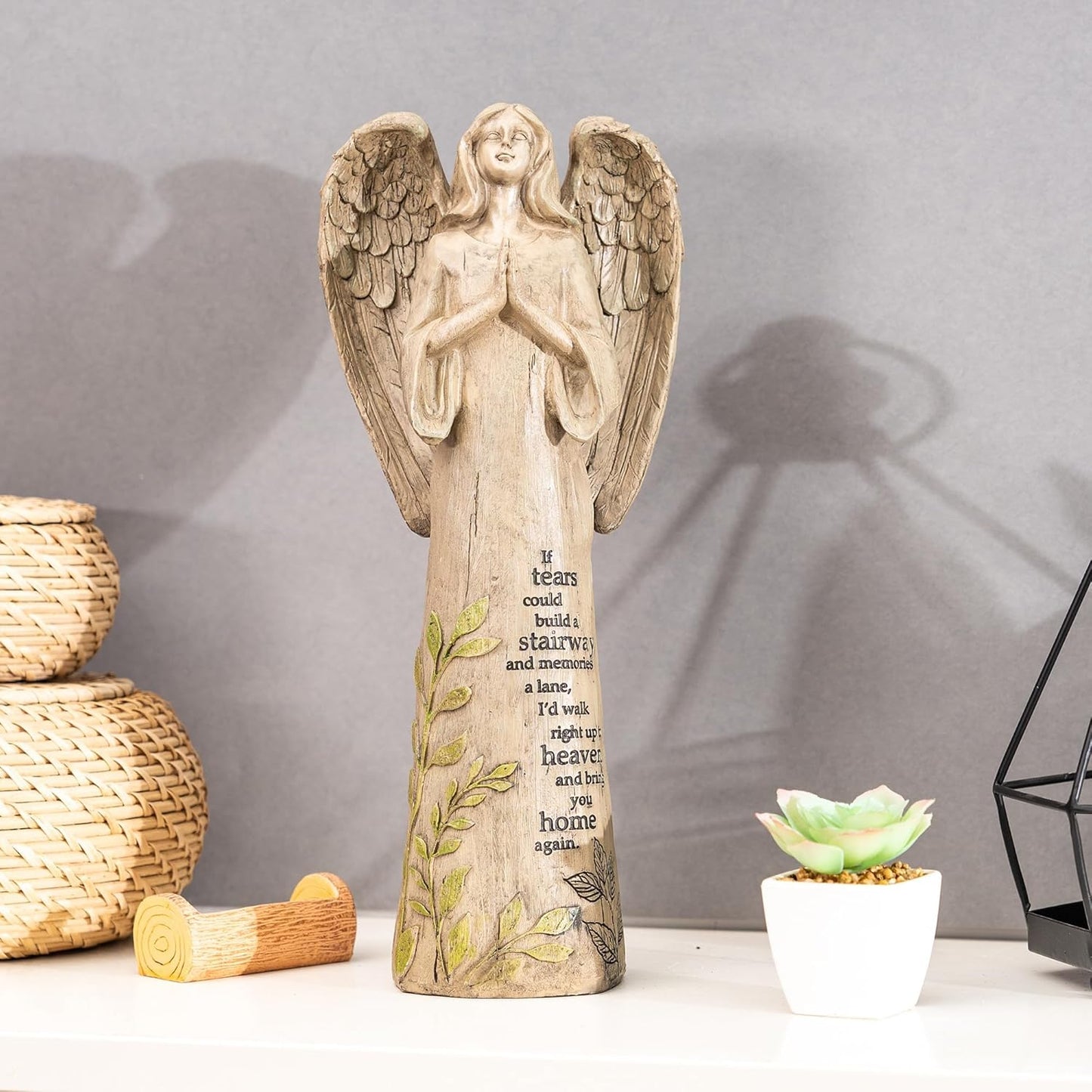 DUSVALLY Angel Garden Statues Outdoor Resin Statue Decoration, Praying Commemorating Memorial Decor, Healing Angel Gifts, 13 inches