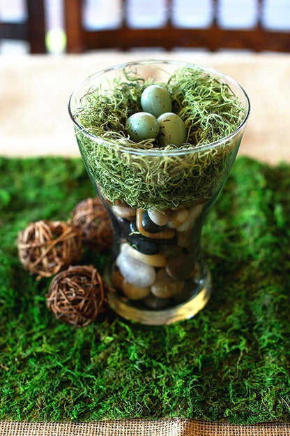Byher Dried Moss Table Runner for Party Garden Decoration, Dark Green 30cm X 180cm ( 12" x 71" )