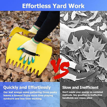 Extra Wide 22-Tines Adjustable Leaf Rake & Leaf Scoops Set, 12"-22" Width Adjustable Metal Garden Lawn Rake for Leaves, Heavy Duty & Lightweight for Flower Bed/Under Shrub/Pine Needle & Narrow Space