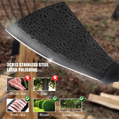 11 Inch Hatchet with Sheath, Small Compact Machete Axes, Fixed Blade Full Tang Camping Tactical Knife for Woodworking, Garden Machete Axe with Sheath for Bushcraft Yards Bushes Wood, A2BK