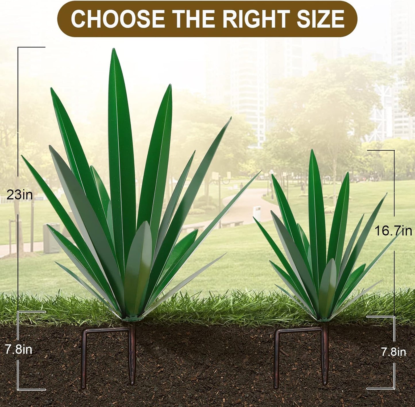 Homight Large Agave Sculpture Rustic Metal Agave Plant Outdoor Interior Decoration Outdoor Lawn Decoration Yard Wooden Posts Matching Garden Suitable for Patio