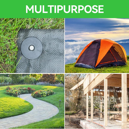 8 Inch Heavy Duty Landscape Stakes with Gasket Caps - 100 Sets Galvanized Spiral Garden Spikes Kit for Securing Weed Barrier Fabric, Artificial Turf, Tent and More