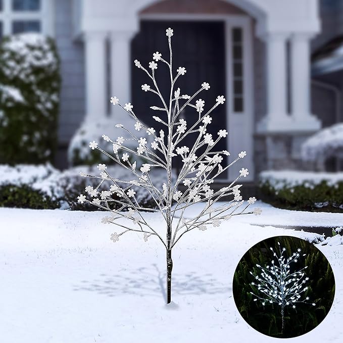 Alpine Corporation 58"H Indoor/Outdoor Frosty Christmas Snowflake Tree with LED Lights , Christmas Decoration