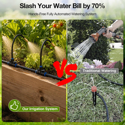 Pro-Series Drip Irrigation System, 100FT 1/4" Garden Watering System with 16pcs 360° Bendable