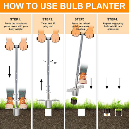Sod Plugger Tool, Bulb Planter Tool with Stainless Steel Sharp Serrations, Grass Plugger Tool and Turf Cutter with Anti-slip pedal – Garden Tools and Yard Tools for Zoysia, Bermuda and More Plants