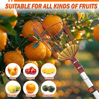 20FT Tree Trimmer, Manual Pole Saw with 3-12FT Extension Pole, Fruit Picker for Orange Lemon Mango Avocado Guava Fruit Picking