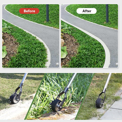 Edger Lawn Tool 53.2 Inch Manual Grass Edger with 3 Sections Stainless Steel Handle and Wheel, Rotary Garden Edging Tool for Landscaping, Sidewalk, Yard