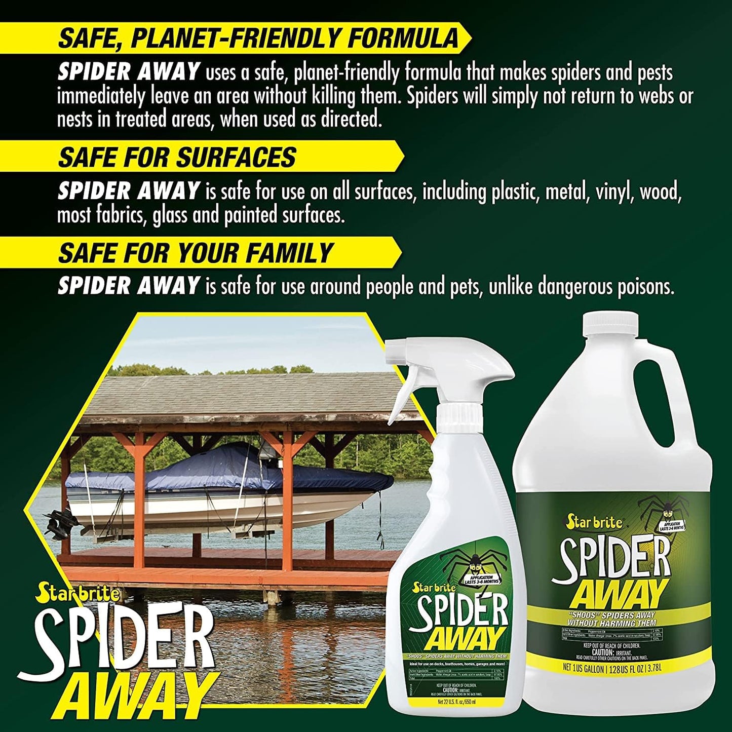 STAR BRITE Spider Away – Simply Chase Away Pesky Spiders & Keep Them Away - Ideal for Homes, Garages, Docks, Patios, Boathouses & More