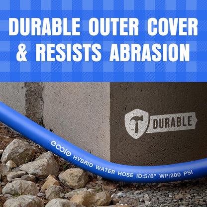 Heavy Duty Garden Hose 6 ft, Non-Expanding Flexible Water Hose, Kink Resistant Lightweight Hybrid Hose, Leakproof Hose Male to Female Fittings