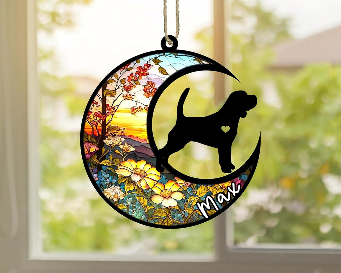 Personalized Dog Memorial, Custom Name Beagle Dog Christmas Ornament with Name, Custom Breeds, Pet Loss Light Catcher, Gifts for Lovers Loss of Pet Sympathy on Mothers Day Christmas