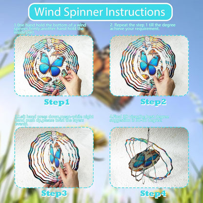 3D Butterfly Wind Spinners Outdoor Stainless Steel Hanging Wind Spinner Decorations Metal Garden Art for Patio Garden Yard and Indoor Spaces Butterfly Gifts for Mom Wife Women Grandma
