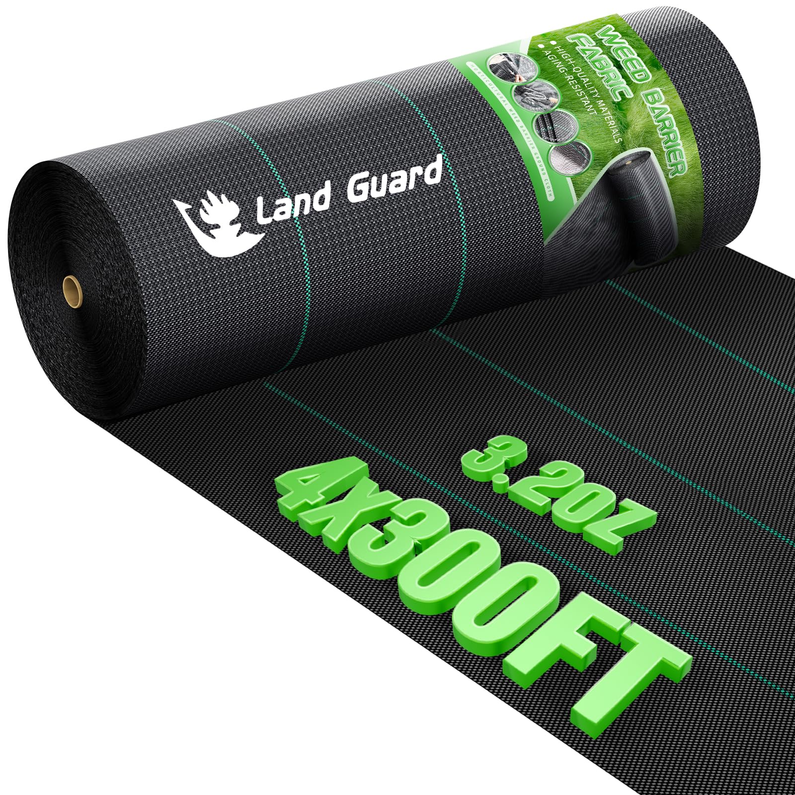 Land Guard 4ft x 300ft Weed Barrier Fabric Heavy Dusty, Ground Cover, Weed Mat, Woven Landscape