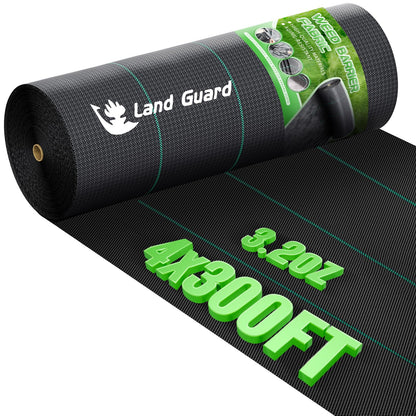 Land Guard 4ft x 300ft Weed Barrier Fabric Heavy Dusty, Ground Cover, Weed Mat, Woven Landscape