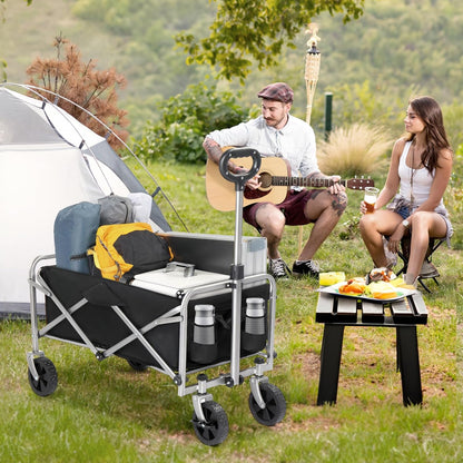 Collapsible Wagon with Big Wheels for Sand, Grocery All-Terrain Wheels Garden Grocery Wagon for Shopping Park Picnic, Camping, Beach Trip