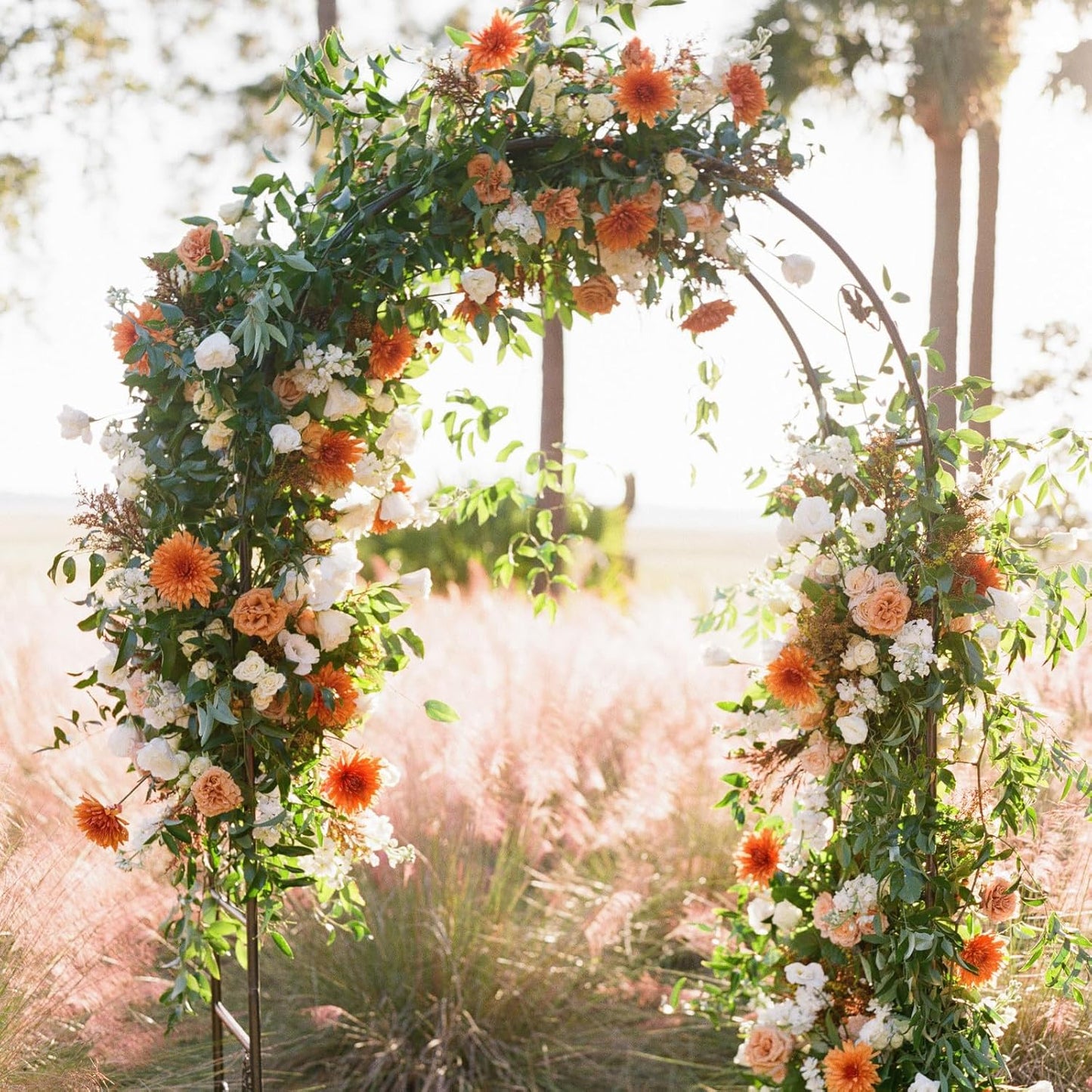 Metal Pergola Arbor, Outdoor Flower Garden Arch Trellis, Steel Garden Arbor for Climbing Plants, Wedding Decoration, 7'8" H x 4'5" W