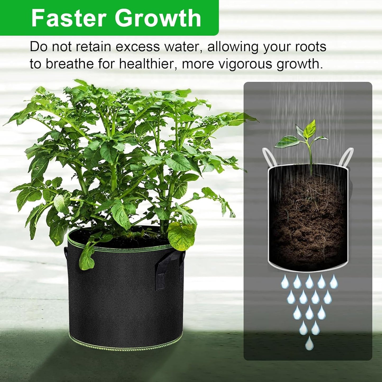 3Gallon Grow Bags, Garden Plant Bags with Handles, Thickened Nonwoven Fabric Aeration Planting Pots, Vegetable Gardening Fabric pots with Plant Tags & Seedling Bags(6Pack Chili Planting Bags)