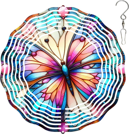 Purple Butterfly Wind Spinner 3D Butterfly Spinners Exquisite Outdoor Garden Decoration 3D Stainless Steel Butterfly Spinner with Unique Visual Effect Perfec Sculptures Gift 10 Inch