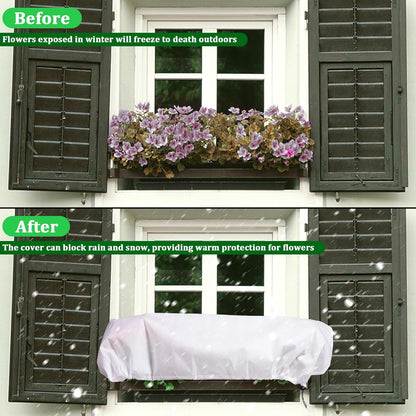 DECOHS 3 Pc Rectangular Winter Plant Freeze Protection- 59" x 17.7" x 15.7" Balcony Plant Box Cover- Planter Frost Covers Bags Wraps Blanket