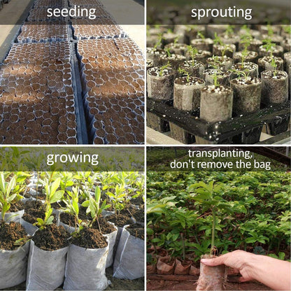 Augshy Grow Bags, 400pcs Plant Bags, Non-Woven Plants Nursery Bags, Seeding Bags, Fabric Seedling Pots Plants, Home Garden Outdoor Greenhouse Supplies 11x11cm/4.2"x4.2"