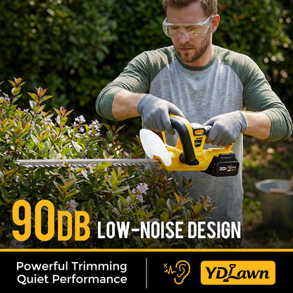 YDlawn 20V Cordless Hedge Trimmer, 22-Inch Blade, 2 x 4.0Ah Batteries