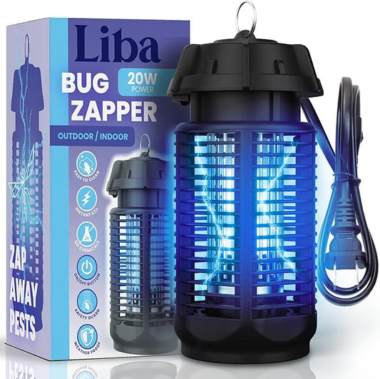 LiBa Electric Bug Zapper, Outdoor & Indoor Insect Killer with Switch – 4000V Powerful Grid, 20W