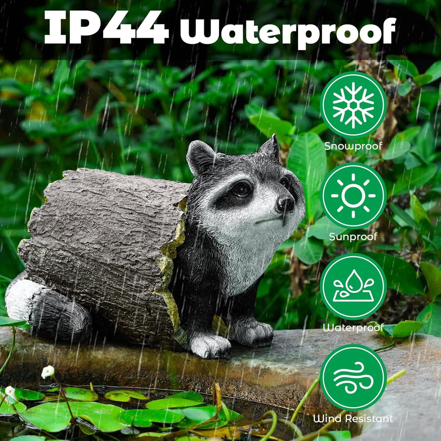 Garden 10.2" Raccoon Statue, Cute Outdoor Raccoon Decor, Resin Realistic Figurine, Animal Themed Garden Accent Art, Landscape Accent Gift Sculpture for Yard Patio Lawn Art