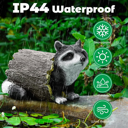 Garden 10.2" Raccoon Statue, Cute Outdoor Raccoon Decor, Resin Realistic Figurine, Animal Themed Garden Accent Art, Landscape Accent Gift Sculpture for Yard Patio Lawn Art