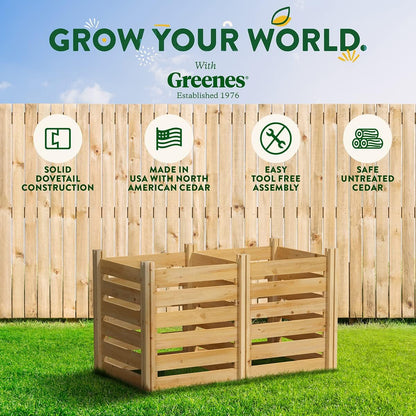 Greenes Fence Cedar Wood Composter, 24" W x 48" L x 31" H / 154.6 Gallons - Made in USA with North American Cedar