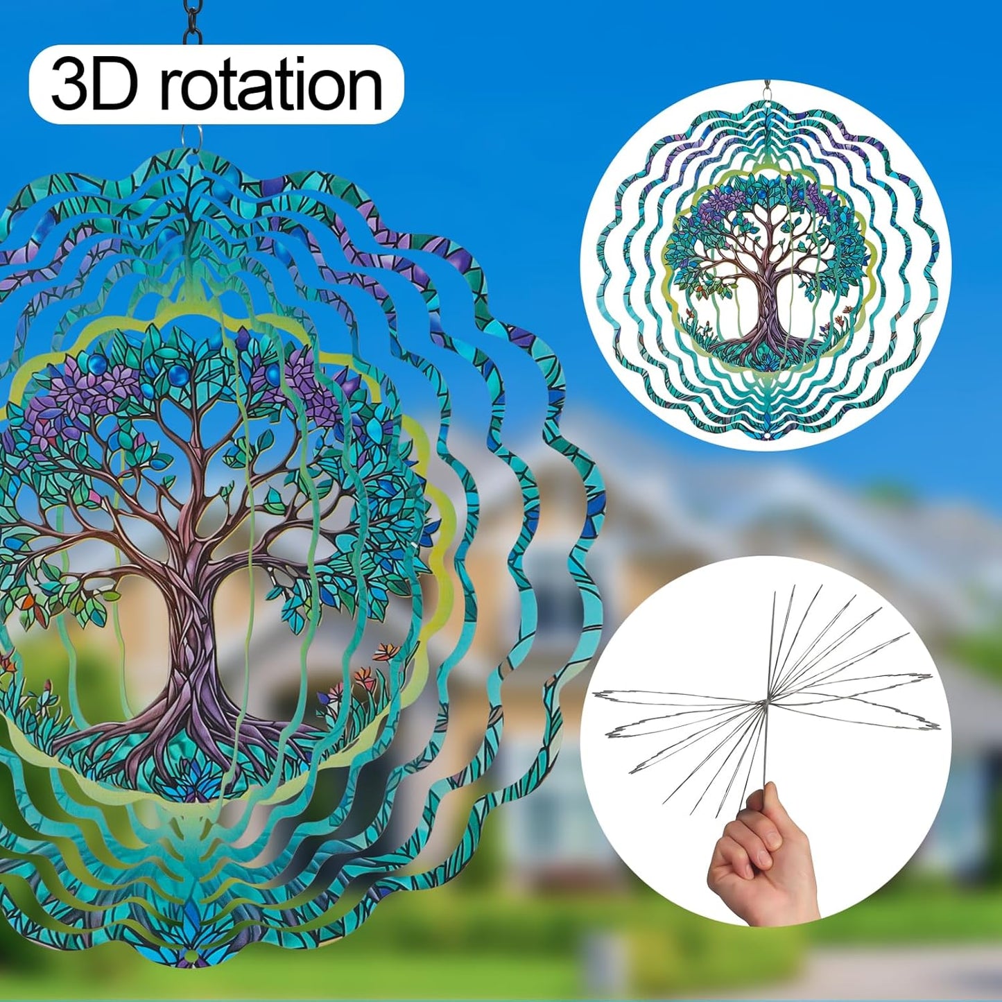 Metal Wind Spinners for Outdoor,Birthday Gifts for Women Mom Grandma, 12 Inch Tree Wind Spinner Bird Devices Deterrent to Scare Birds Away from Yard Patio Farm, Kinetic Sculpture Garden Decor
