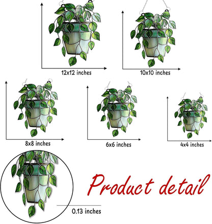 Cascading Ivy Leaf Acrylic Suncatcher Stained Glass Effect Window Car Hanging Christmas Ornament Indoor Outdoor Decor Garden Sun Catcher Panel for Monstera Lover for Women Mom Grandma