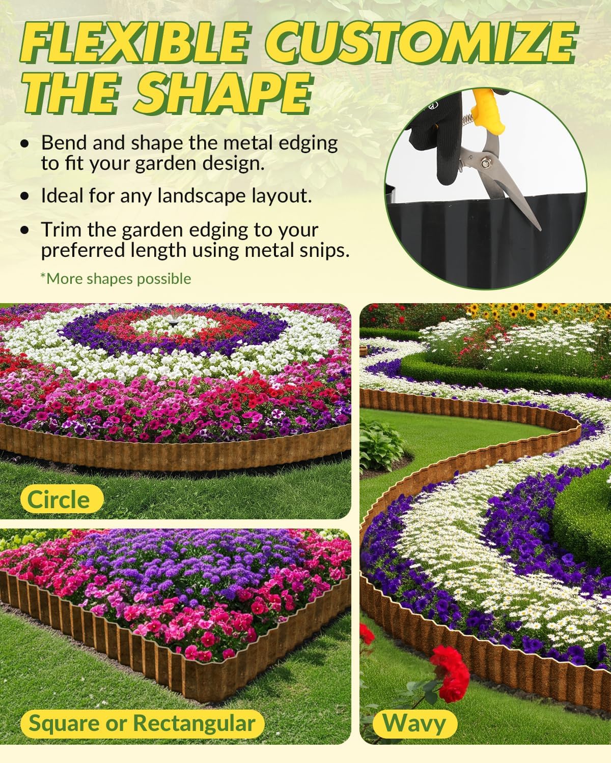 Velway Corrugated Metal Garden Edging - 6" H x 40Ft Sturdy Landscape Edging Border for Lawn, Flower Bed, Paver Edging and Garden Fence - Rusty