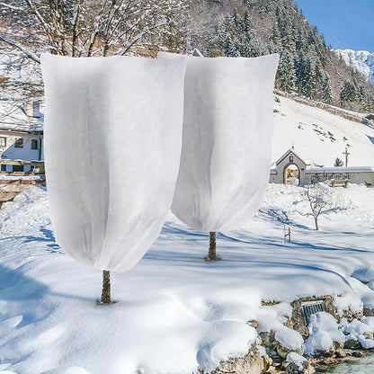 4 Pack Winter Plant Covers Freeze Protection, Frost Covers with Zipper Drawstring, Warm Plant Protection Cover Bags, Outdoor Winter Frost Cold Weather Shrubs Trees Jacket Covers (31.5" x 47.3",White)