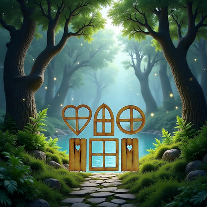 6Pcs Brown Wooden Fairy Garden Door, Blank Door Fairy House Doors and Windows Ornaments Tree Statues for Tree Trunk Yard Decoration, Miniature Gardens Buildings , Garden Sculptures and Statues