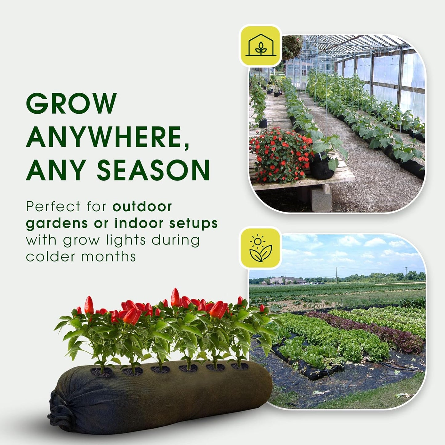 4x8 50ft Tubular Fabric Plant Pots with Full Drip Irrigation System - Heavy Duty Mesh for Optimal Airflow, Customizable up to 32 sqft Garden for Fruit, Vegetables and Flowers