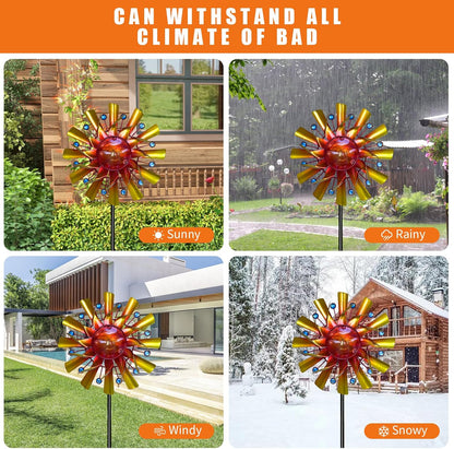 Solar 46" Sunflowers Wind Spinners for Yard and Garden, Metal Clearance Windmill Kinetic Outdoor Decor, Wind Sculpture Yard Art Decorations for Patio, Lawn