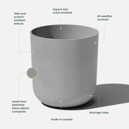 Veradek Mason Series Lima Planter - Round Planter for Indoor or Outdoor Porch/Garden | Made from Plastic-Stone Composite with Drainage Holes | Modern Décor for Succulents, Flowers, Small Plants