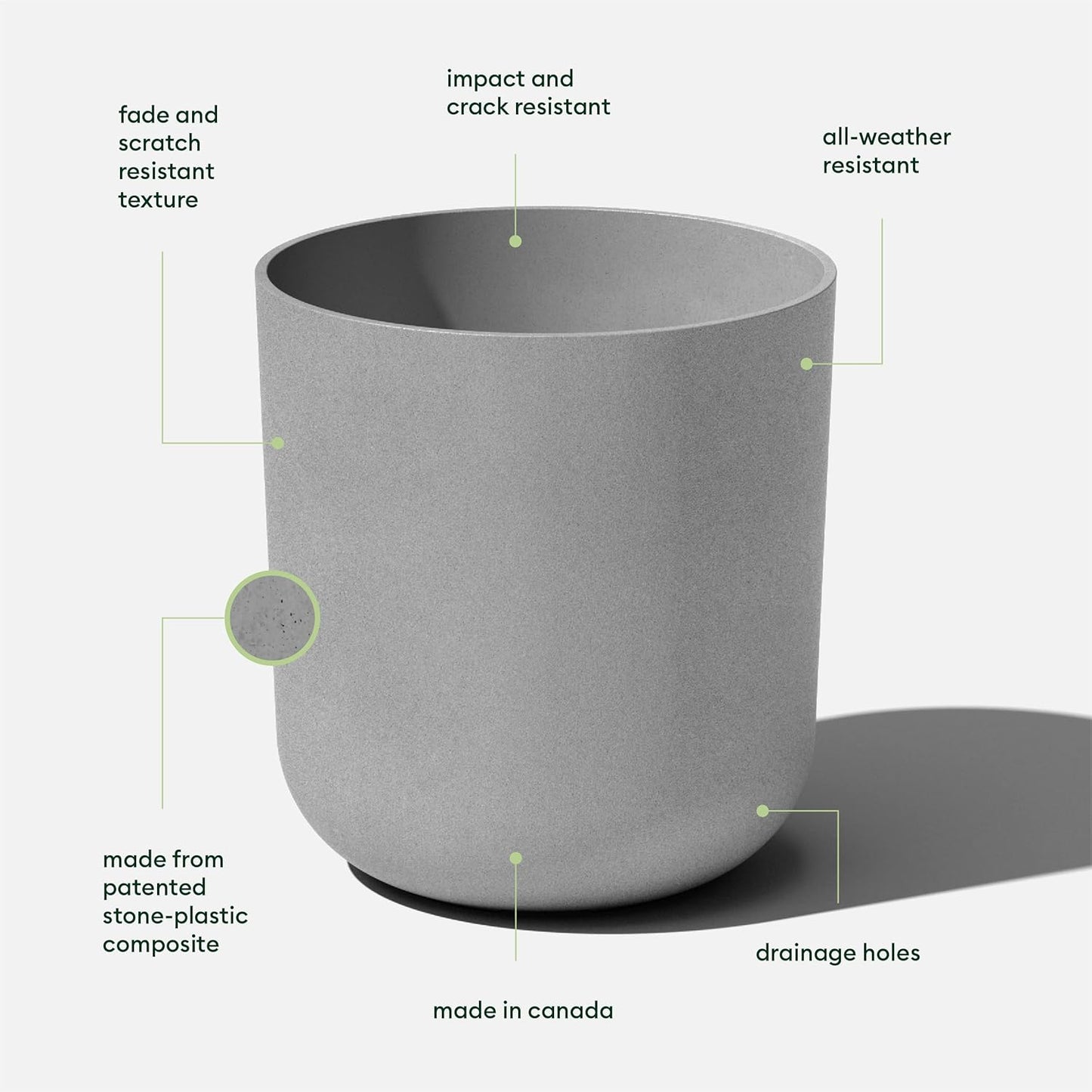 Veradek Mason Series Lima Planter - Round Planter for Indoor or Outdoor Porch/Garden | Made from Plastic-Stone Composite with Drainage Holes | Modern Décor for Succulents, Flowers, Small Plants
