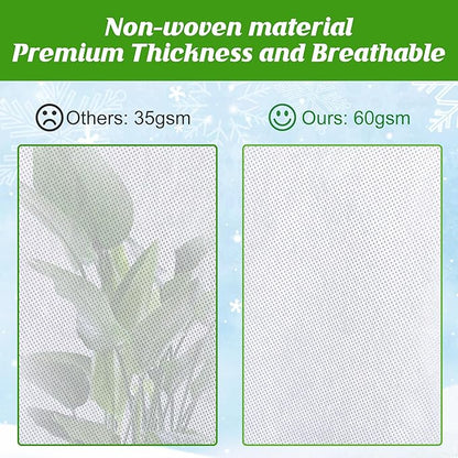 Alpurple 2 Packs Large Size Winter Drawstring Plant Covers- 39 x 63 Inch Warm Plant Protection Cover Bags, Frost Cloth Blanket Protecting Fruit Tree Potted Plants from Freezing Animals Eating