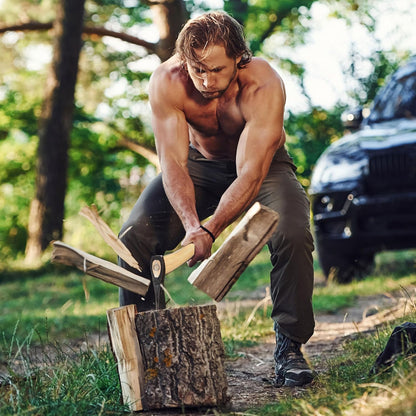 Prandi Axes Professional C45 Forged Carbon Steel Hatchet - Hickory Handle with Leather String - Ideal for Firewood, Splitting, and Chopping - 31.5" L x 8.58" W, 1600g Head 3.035.16.TH - No Sheath