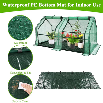 U'Artlines Portable Mini Greenhouse Small Green House with Waterproof Pad and Plant Label 47x24x24 Inch Plant Cover Tent for Garden Small Plants Indoor Outdoor, Green PE