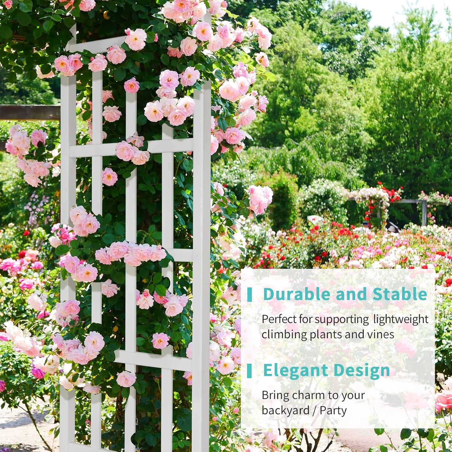 VINGLI Vinyl Garden Arbor, PVC Wedding Arch for Ceremony Party, Garden Trellis for Climbing Plants Outdoor, Arch Backdrop Stand for Garden, Backyard, Lawn