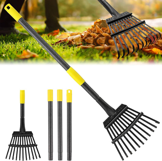 Garden Rake for Leaves, 65 inch Long Rake, 11 Tines Small Narrow Rake, Heavy Duty Metal Leaf Rakes with Adjustable Steel Handle for Lawns Yard Flower Bed Grass Mulch Shrub Camping Gardening