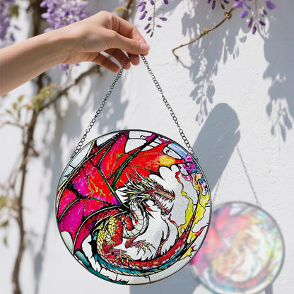 Stained Glass Window Hanging, Stained Glass Suncatcher, Dragon Sun Catcher, Window Hanging Decor, Dragon Gift, Gifts for Fathers Day, Christmas or Birthday Gift, Gifts for Him Dad Grandfather Son