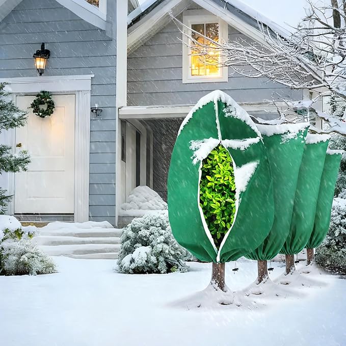 6 Pack Plant Frost Protection Covers – Mixed Sizes 23.6x31.5, 31.5x47.2, 47.2x70.9 – Reusable Breathable Freeze Blankets with Drawstring for Winter Plant, Tree, Shrub, and Garden Protection