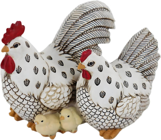 Chicken Family Decorative Sculpture, Indoor/Outdoor Outdoor Garden Statue,Rooster, Hen, Chick Garden Sculpture,Rustic Hen Statue