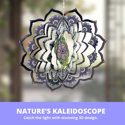 VP Home - Mandala Kinetic Wind Spinner - Hanging Garden Decor - Yard and Garden Metal Spinner - Wind Sculptures Ideal for Outdoor - Spinning Lawn Ornaments - Art Kinetic Sculpture (Purple)