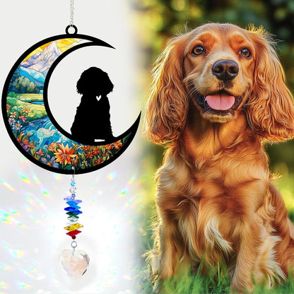 Cocker Spaniel Suncatcher, Personalized Pet Loss Gift with Name & Date, Heart-Shaped Crystal Sun Catcher, Dog Remembrance Sympathy Rainbow Maker for Window & Garden